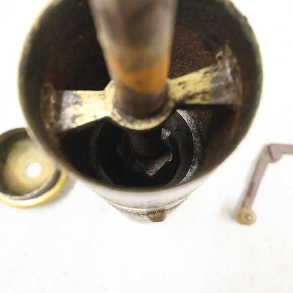 Vtg Turkish Ottomon Coffee Spice Hand Mill Grinder Solid Brass for Parts Repair - Picture 4 of 7